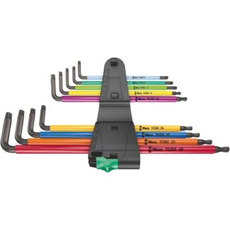 Wera TORX® L-võtmete kmpl T8-T40 9 osa, Multicolour, BlackLaser, kuulpea 967/9 TX XL